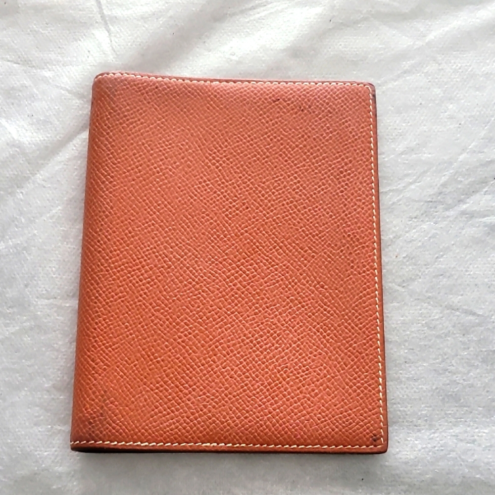 Hermes Brown Textured Leather Accessory has stains On back